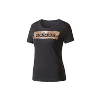 Adidas Linear Foil Auksinės raidės Spausdinimas Laisvalaikio Sportiniai Marškinėliai trumpomis rankovėmis su apvalia apykakle Moteriški Marškinėliai Juodi CD1978 M