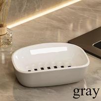 1pc Soap Dish, Double-Layer Drainage, Automatic Drain, Easy to Clean, Suitable for Home Bathroom and Kitchen pilka spalva