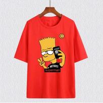 MINISO The Simpsons Family Cartoon Print Cotton T-shirts Summer Short Sleeve Tees Cool Harajuku Streetwear Casual Kids_Adult Top#Color(1) S juoda