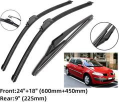 Skirta Renault Megane 2 2002-2006 m. 24 + 18 + 9 Priekiniai ir galiniai valytuvai Valytuvų šluostės Megane 2 2002-2006 24+18+9
