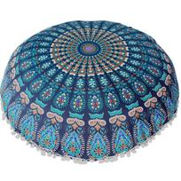 Ramidos Didelės Mandala Grindų Pagalvės Apvalios Bohemiškos Meditacijos Pagalvėlės Užvalkalas Osmanų Pufas One Size mėlyna