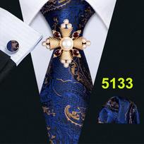 Barry.Wang Pearl sagė su kaklaraiščiu vyrams Paisley gėlių šilko kaklaraištis Hanky ​​rankogalių sąsagų rinkinys N-5133