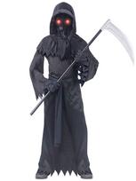 Kids' Halloween Cosplay Costumes: Grim Reaper with Luminous Glasses, Ideal for Stage Performances. S