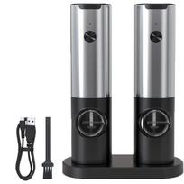 Salt Pepper Grinder Refillable Adjustable Coarseness Comfortable Grip Electric Salt Pepper Mill with Ceramic Core Light