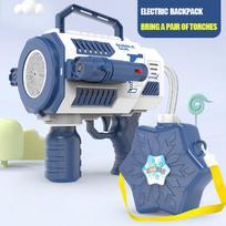Elektrinis burbulų pistoletas su didelės talpos mirksinčiu automatiniu pūstuvu su šviesos ir muzikos burbulų gamintuvu vaikų kuprinėms Burbulų pistoletas Bubble machine + bag mėlyna