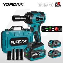 YOFIDRA bešepetis elektrinis smūginis veržliasukis, 3 pavaros, 1/2 colio, belaidis elektrinis atsuktuvas, gręžtuvas, skirtas „Makita“ 18 V akumuliatoriui With 2XBattery Box