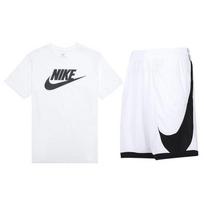 Nike Bėgimo Treniruočių Sportinis Viršutinis Drabužis Ir Laisvalaikio Šortai Rinkinys Vyrams Aktyvūs Drabužiai Baltas AR5005-101+DH6764-100 L