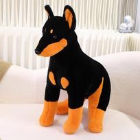 Minkštas šuniukas Dobermanas lėlė pliušinis žaislas Didelis šuo lėlė berniukui raminanti skudurėlio lėlė 40*37*16cm（0.4kg）