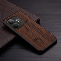 Dėklas skirtas Realme GT 6 6T GT6 5G funda bambuko medžio raštas Odinis telefono dangtelis Prabangus coque skirtas Oppo realme gt 6 dėklas capa Realme GT 6 kava