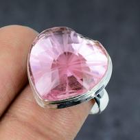Pink Kunzite Handmade 925 Sterling Silver Jewelry Ring Size 9 C1g44