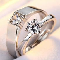 Korean version of fashion wedding six-claw pair ring couple ring women's opening adjustable men's and women's rings opening adjustable