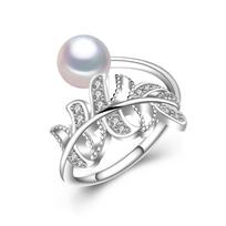 LSOOYH lapų natūralūs gėlo vandens perlų žiedai moterims Dainty Bohemia kubinio cirkonio reguliuojamas žiedas Adjustable balta