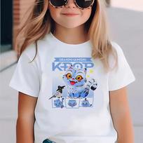 Kpop Demon Hunters Children's Clothing Short Sleeve T-shirt Cute Kpop Demon Hunters T-Shirt Creative Colorful Pattern Printing Boys Girls Tshirt 170