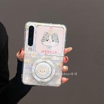flip cacse For Samsung Z Flip 7 5 6 Cute Ring Holder Case For Oppofind N3 n2Flip/Vivoxflip Flip Cell Phone Cover Fish Cat Pattern Clear For Samsung Galaxy ZFlip7