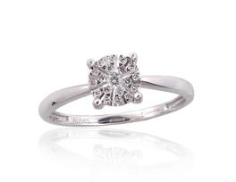 Baltasis auksinis žiedas su deimantu, 585°, 0.10 ct, dydis 17.5