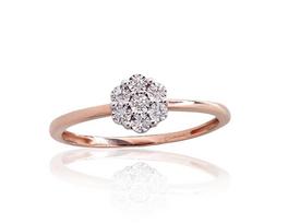 Auksinis žiedas su deimantu, Raudonas/Baltas auksas 585°, 0.05 ct, dydis 16.5