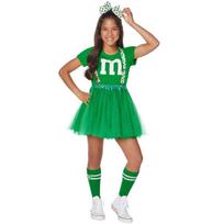 Children's Halloween Cheerleader Costume Set for Parties and Stage Performances 130 cm žalia