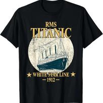 RMS TITANIC White Star Line Kruizinis laivas 1912 Berniukų Mergaičių Vaikų Marškinėliai S juoda