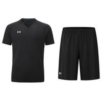 Under Armour logotipų raštas Kasdienis bėgimo laisvo kirpimo trumpomis rankovėmis marškinėlis Laisvalaikio sporto komplektas Unisex sporto komplektas Juodas 21500524-001+24500204-001 M