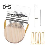 Mini Loom Machine with 10/12/14/21/28/42 Needles Portable Small Manual Darning Loom Wooden DIY Jeans Socks Clothes Mending Weaving Loom Toy C
