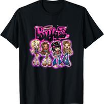 Bratz lėlės su stiliumi grupės nuotrauka retro didelio krūtinės plakatas marškinėliai S juoda