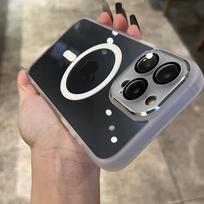Prabangus skaidrus Magsafe magnetinis dėklas, skirtas iPhone 15 Pro Max 14 13 12 belaidžio įkrovimo stiklo objektyvo apsauga akrilo smūgiams atsparus dangtelis For iPhone 15 balta