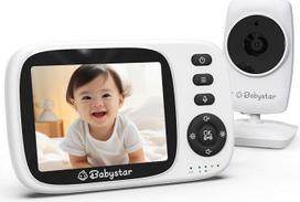 "Babystar" kūdikių monitorius su kamera, 3,2 colių ekranas, kūdikių monitorius be "WiFi", dvipusis garsas, 2100 mAh baterija, 4 lopšinės, VOX režimas, naktinis matymas, temperatūros jutiklis