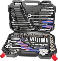"WORKPRO" 123 vnt. mechaninių įrankių rinkinys, įskaitant 1/4" 1/2" 3/8" galvučių rinkinį, greito atlaisvinimo reketinį raktą, kombinuotus veržliarakčius, reketinių atsuktuvų bitų rinkinį, šešiakampį raktą laikymo dėžutėje