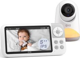 GHB kūdikių monitorius su kamera 5 colių HD IPS ekranas 720P 3050mAh VOX režimas 3X priartinimas Naktinis matymas Interkomo funkcija 8 lopšinės 4 kameros palaiko