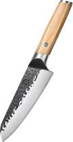 MITSUMOTO SAKARI 17 cm "Santoku" virtuvinis peilis, rankomis kaltas virėjo peilis, profesionalus japoniškas peilis (Pakkawood rankena)