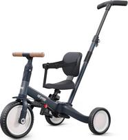 newyoo 5-in-1 triratukas, balansinis dviratukas nuo 1 metų su stūmimo juosta vaikams nuo 1, 2, 3 metų, vaikiškas triratukas su nuimamais pedalais ir reguliuojama sėdyne, tamsiai pilkos spalvos