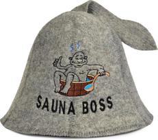 Sauna kepurė vyrams ir moterims Felt Sauna Boss Grey Sauna kepurė vyrams ir moterims Pagaminta iš 100 % natūralios vilnos Felt Sauna kepurė su siuvinėjimu Apsauga nuo karščio Apima pirties elektroninę knygą