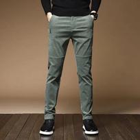 Vyriškos žieminės vilnos, šiltos velvetinės kelnės Vyriškos verslo mados Slim Fit tamprios storos pilkos žalios pūkuotos laisvalaikio kelnės vyriškos 28-Regular žalia