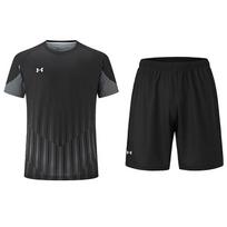 Under Armour Laisvas Dryžuotas Megztinis Trumpomis Rankovėmis Vienspalviai Šortai Laisvalaikio Sportinis Rinkinys Unisex Rinkiniai Juodas 24500507-001+23500203-001 S