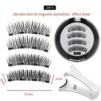 European and American Hot Sale Magnetic False Eyelashes Glue-Free 4 Magnet Eyelashes with Clip Set Reusable Eyelashes 24P-4