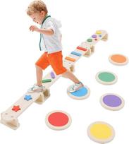 "3-in-1" medinė pusiausvyros lenta vaikams ir mažiems vaikams su laiptukais, daugiafunkcinė Montessori pusiausvyros lenta, kliūčių ruožas, pusiausvyros mokymas, sensorinis mokymas