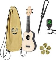 "Ortega Guitars" soprano ukulelė kairei rankai - akustinė - "Keiki K2" serija - su priedais - klevas, ABS, natūrali (K2-MAP-L)