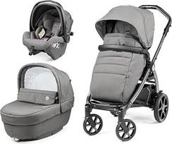 "Peg Perego Book Modular Trio" 0-4 metų kūdikių vežimėlis, dvipusis vežimėlis, vežimėlis su "Comfort" sistema, "i-Size" automobilinė kėdutė, "Soft Ride" ratai, "Cool Jersey" čiužinys, gyvsidabris