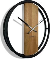 FLEXISTYLE Loft z231oval-1d-1-x Didelis sieninis laikrodis be tiksėjimo garsų Ovalus metalinis juodas 3D XXL Modernus medinis vonios kambarys Gyvenamasis kambarys (50 cm skersmuo)