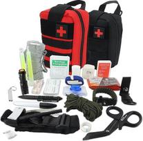 PIRANHA Rescue IFAK Traumos pirmosios pagalbos rinkinys Molle medicininis krepšys automobiliui, namams, kelionėms, žygiams (RED PRO)