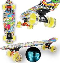 WeLLIFE riedlentė Mini Cruiser Series RGX Skate 22 colių 56 cm vaikams paaugliams suaugusiems riedlentė su šviečiančiais ratukais PU 78A Cruiser su spalvotomis šviesomis Flash LED rutuliniai guoliai ABEC-7