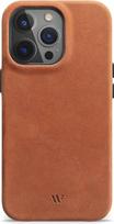 WIIUKA dėklas, suderinamas su "iPhone 14 Pro", odinis iš Vokietijos, itin plonas odinis dėklas, aukščiausios kokybės mobiliojo telefono dėklas, Qi, Vintage Cognac Brown