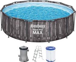 "BESTWAY Steel Pro MAX" lėkštės su plieniniu rėmu, medžio išvaizdos, pilkos spalvos