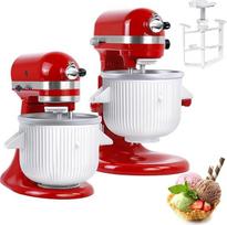 "KitchenAid" maišytuvo ledo gaminimo priedas, tinka "KitchenAid" 4,5/5QT ir 6QT stovintiems maišytuvams, "KitchenAid" šaldytų ledų ir sorbeto želė gaminimo įrenginys, 2 kvartalai, baltas
