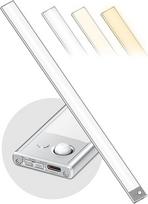 60 cm virtuvės LED apšvietimas, reguliuojamas, 216 LED spintelės apšvietimas su judesio jutikliu, 4500 mAh įkraunama apšvietimo LED juosta, 3 spalvų režimai, magnetinė LED juosta spintai, drabužinei