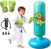 aufblasbarer Boxsack für Kinder 120 cm (48 Zoll) Stabiler Boxsack mit Dinosaurier-Figurier und Boxhandschuhen Jungen/Mädchen von 3-8 Jahren