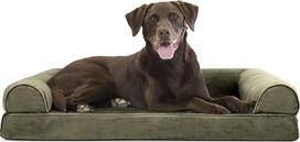 Furhaven Pet Dog Bed | Ortopedinis dirbtinės vilnos ir šenilo sofos stiliaus gultas šunims ir katėms, tamsus šalavijas, didelis