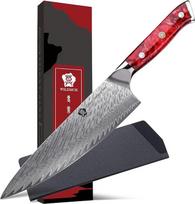 WILDMOK virėjo peilis, 20 cm Damasko "Santoku" peilis, VG10 plieno ir dervos rankena, japoniškas virtuvinis peilis