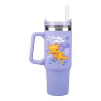 Paladone Minecraft violetinis termo puodelis su šiaudeliu, 900 ml