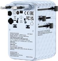Verbatim Charge 'n' Travel 100W Universal Travel Adapter with retractable cable Blue